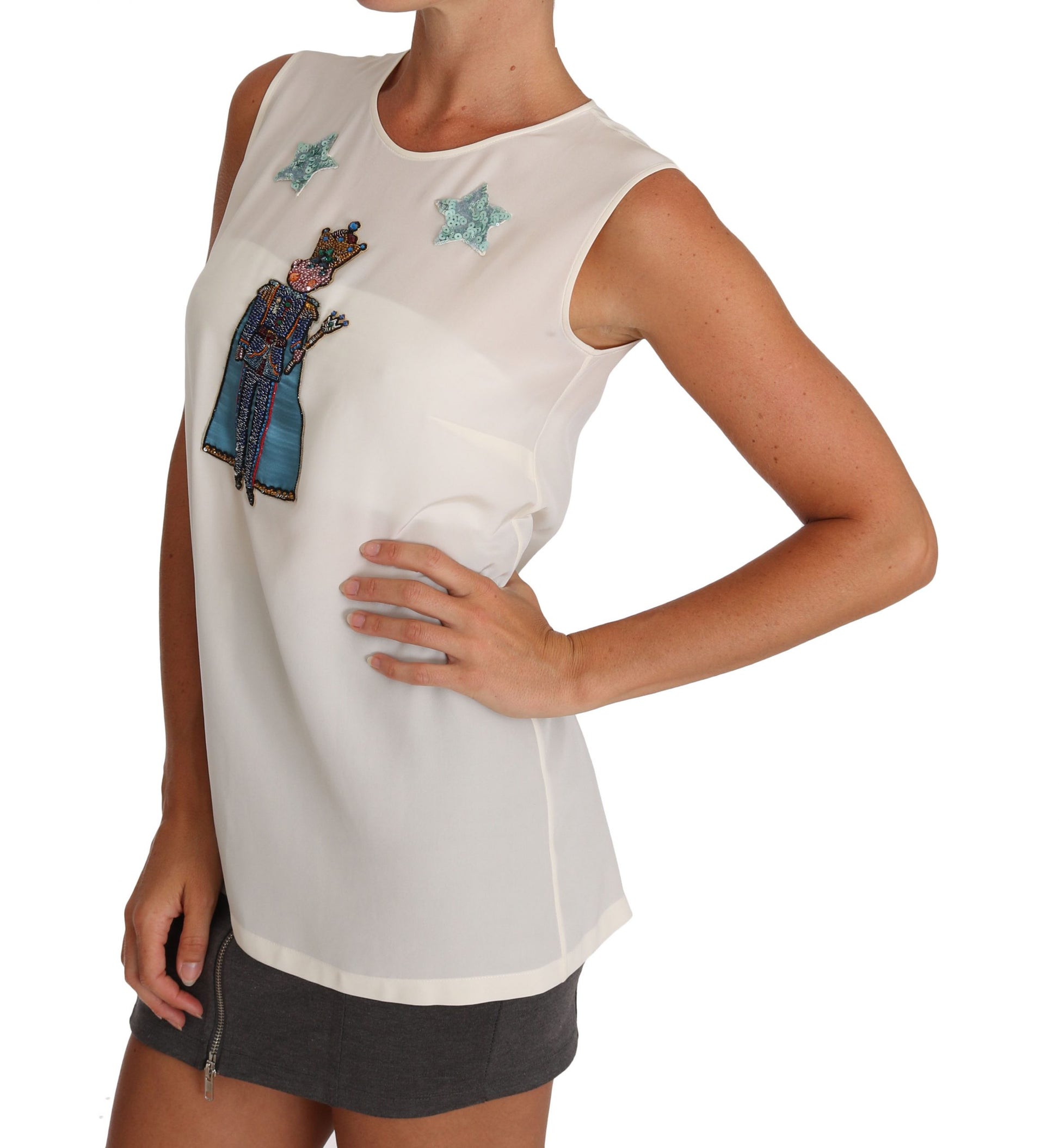 Dolce & Gabbana White Sleeveless T-Shirt for Women side view