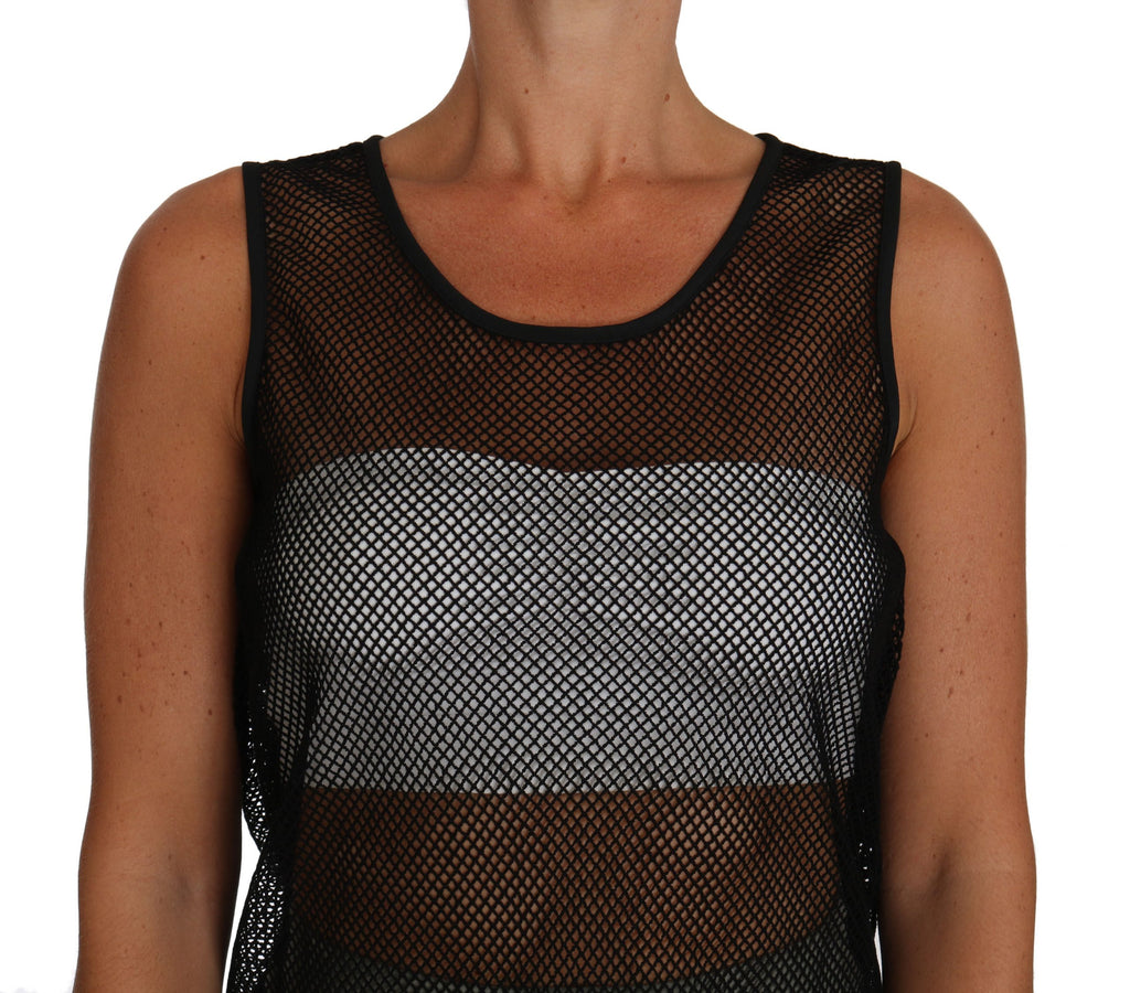Dolce & Gabbana Chemisier Transparent en Résille Noire T-shirt
