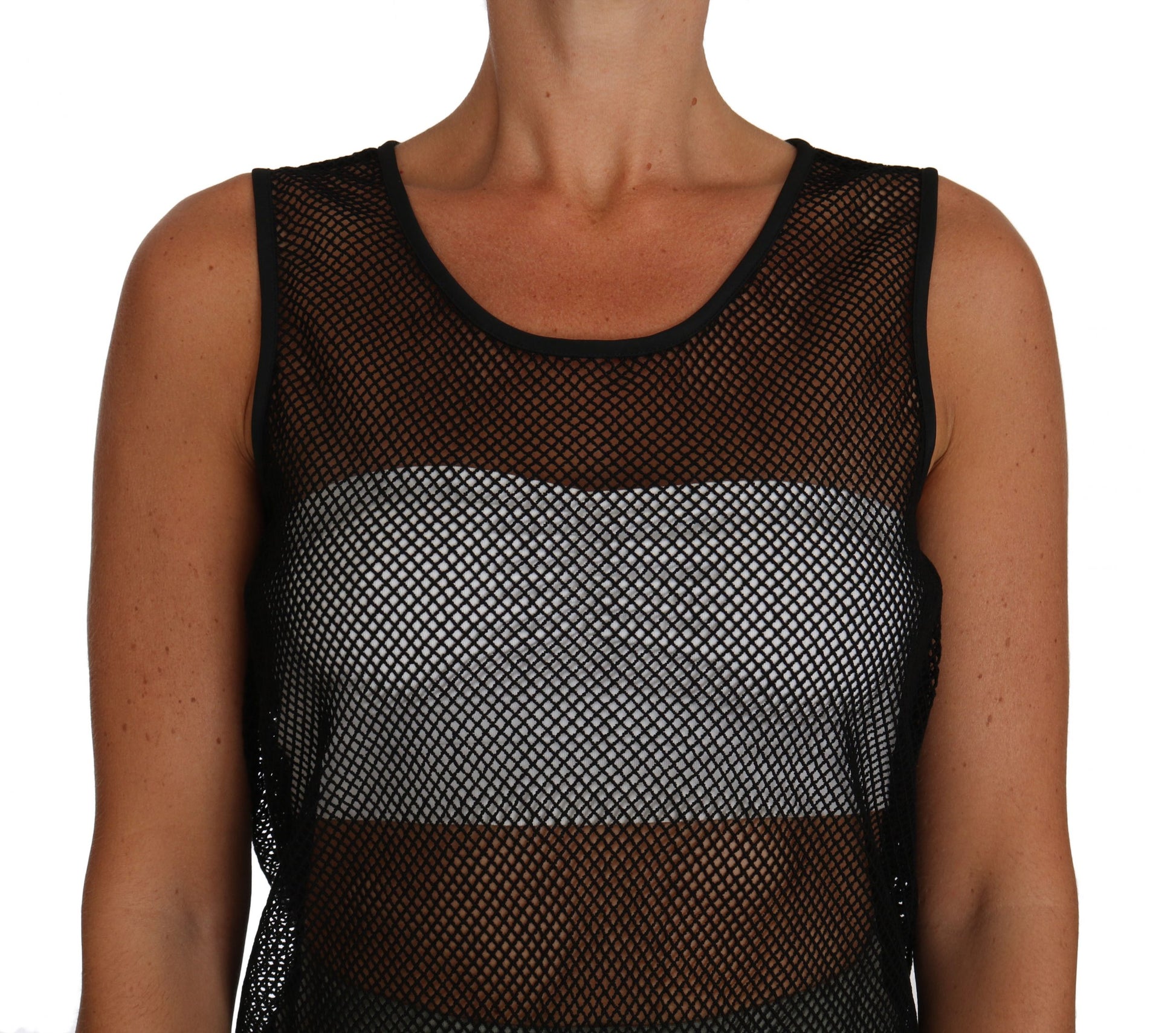 Dolce & Gabbana Chemisier Transparent en Résille Noire T-shirt