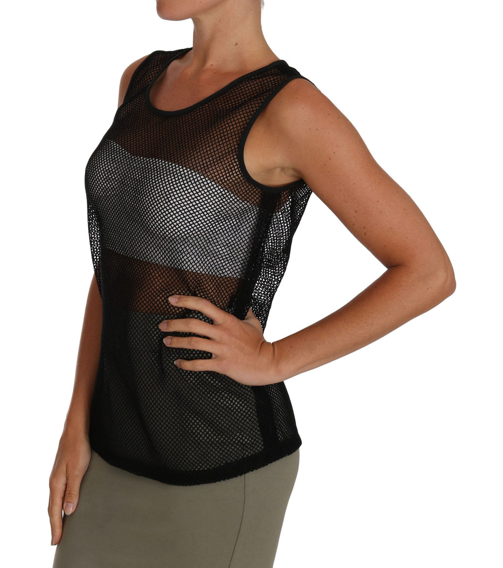 Dolce & Gabbana Chemisier Transparent en Résille Noire T-shirt