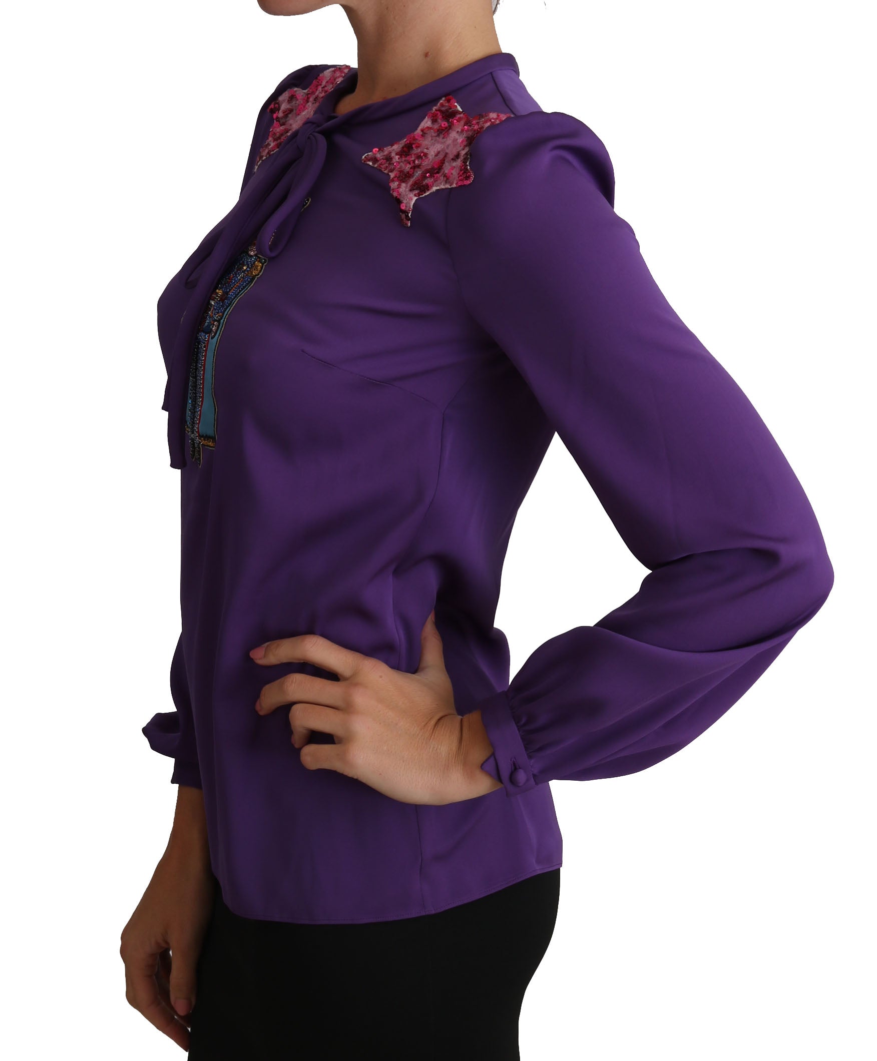Dolce & Gabbana Purple Long Sleeve T-Shirt for Women side view