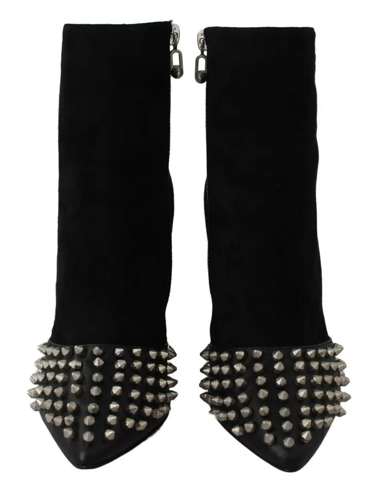 Philipp Plein Bottines à Talons Noires en Daim cloutées
