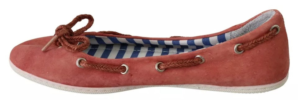 Chaussures plates à enfiler Pantofola D'Oro rouges écarlates à rayures bleues