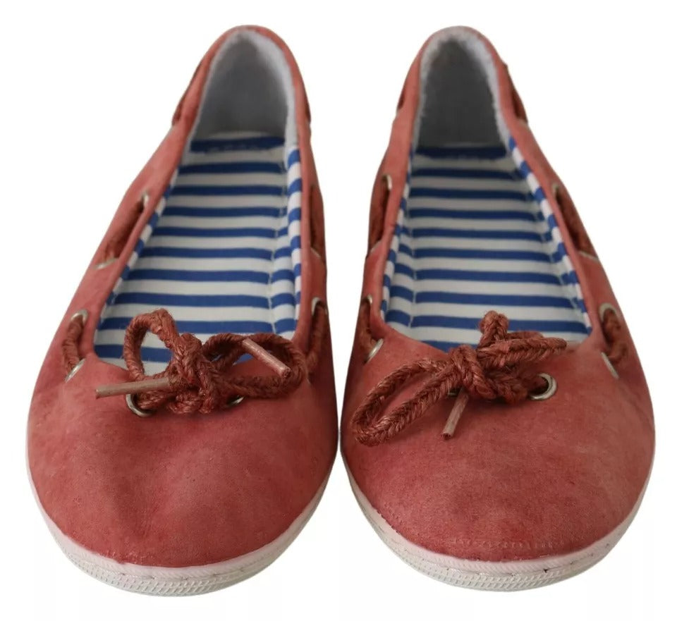 Chaussures plates à enfiler Pantofola D'Oro rouges écarlates à rayures bleues