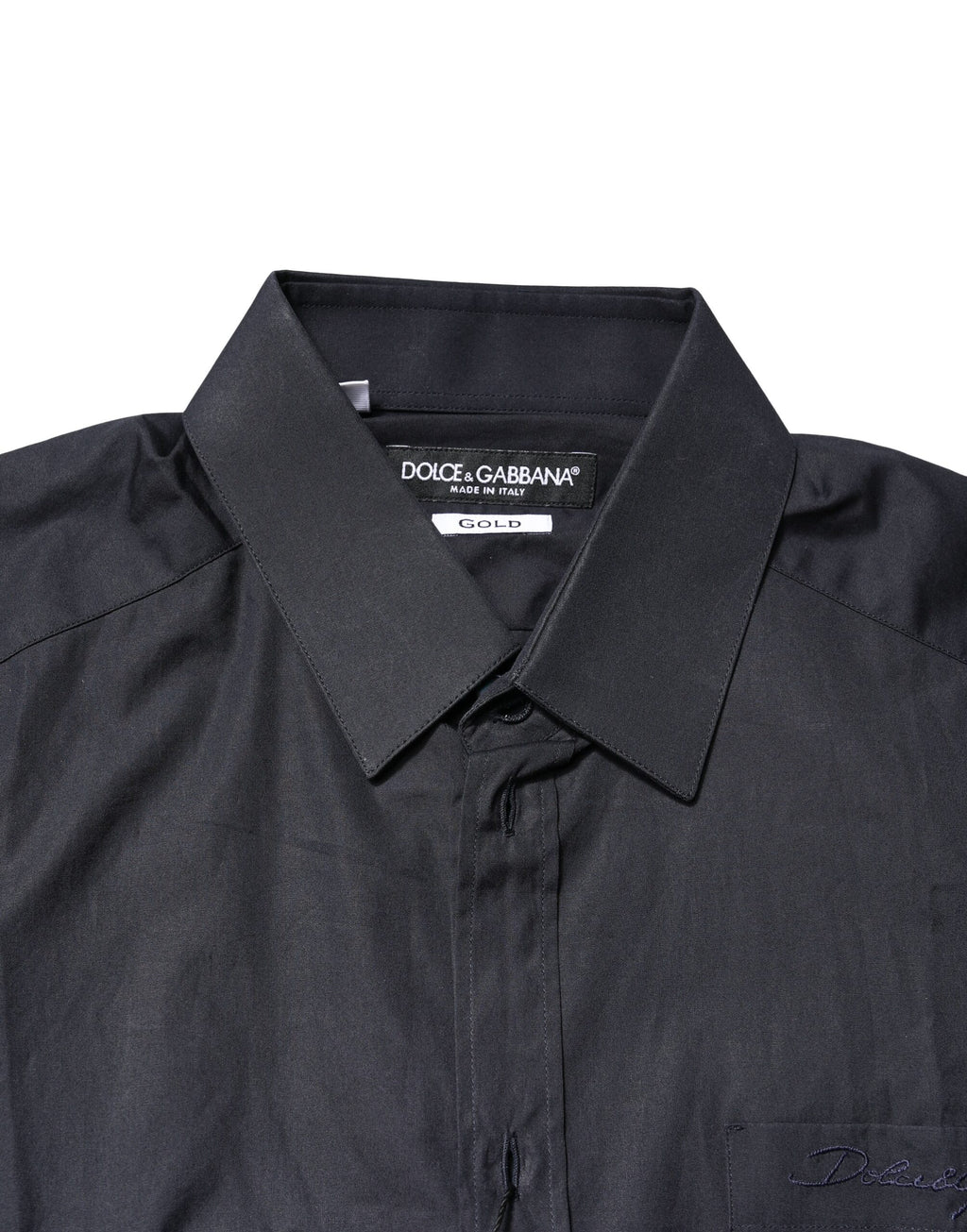 Chemise Habillée Dolce & Gabbana en Coton Bleu Foncé Doré à Manches Longues