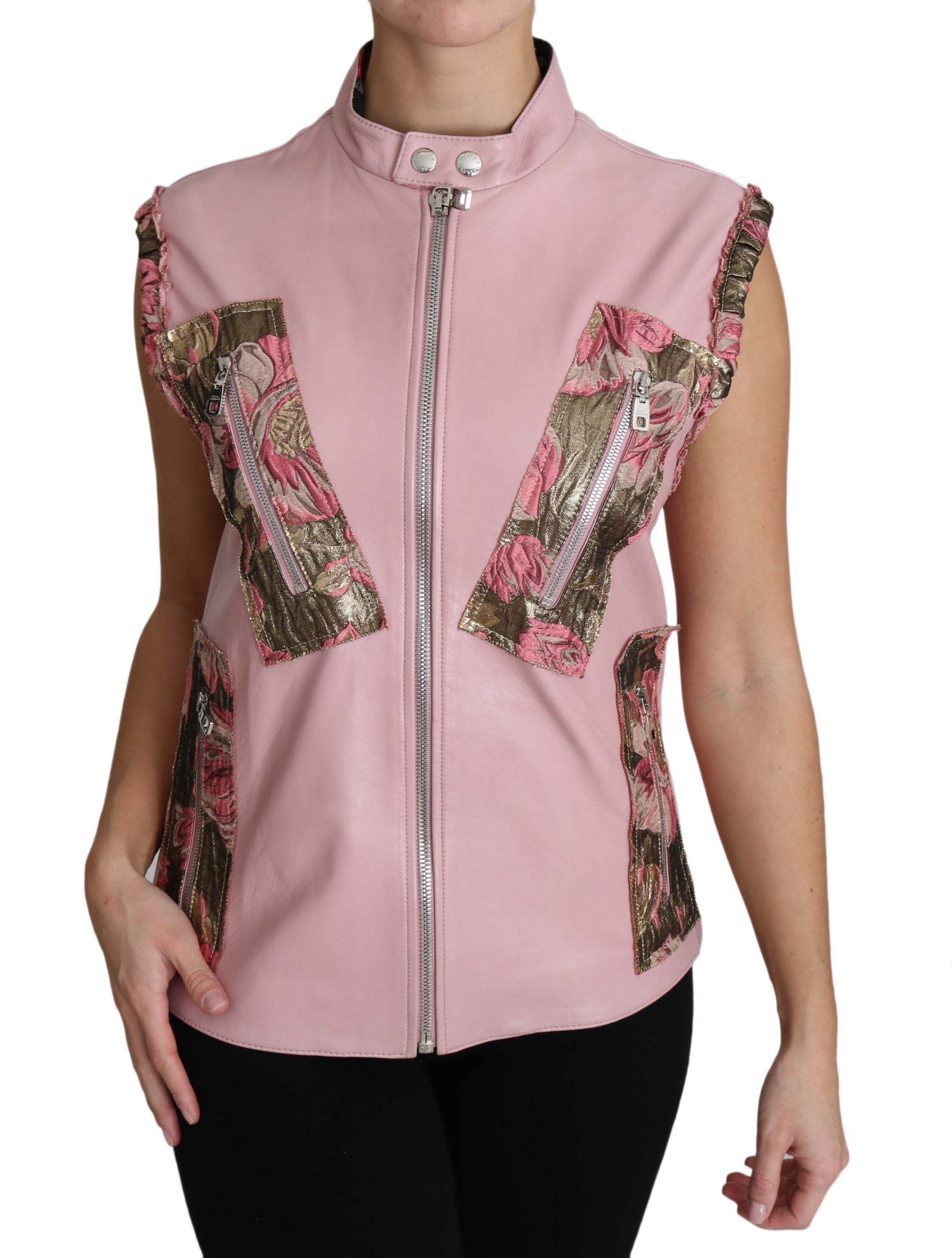 Dolce & Gabbana Pink Leather Jackets for Women side view