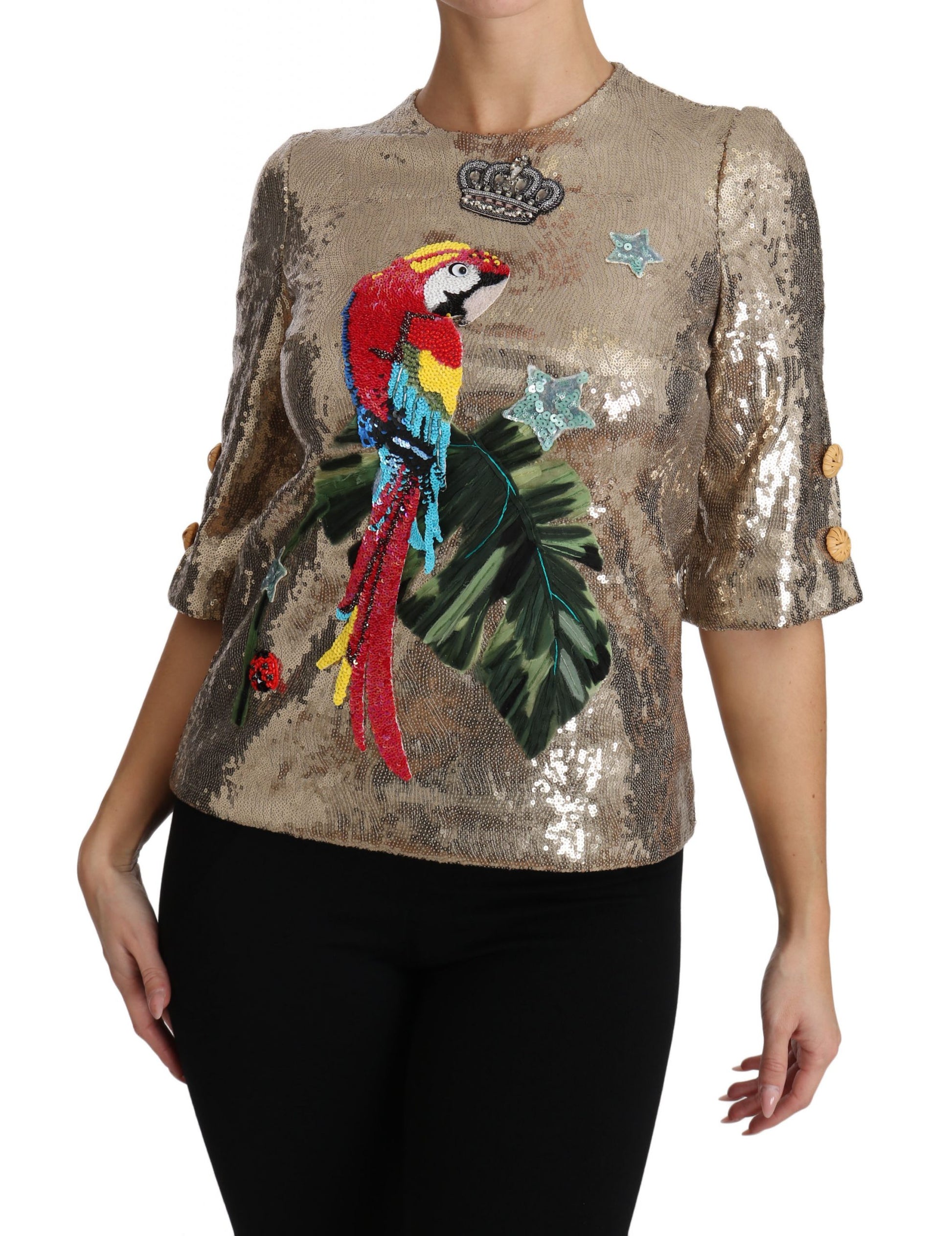 Dolce & Gabbana Gold T-Shirt for Women side view