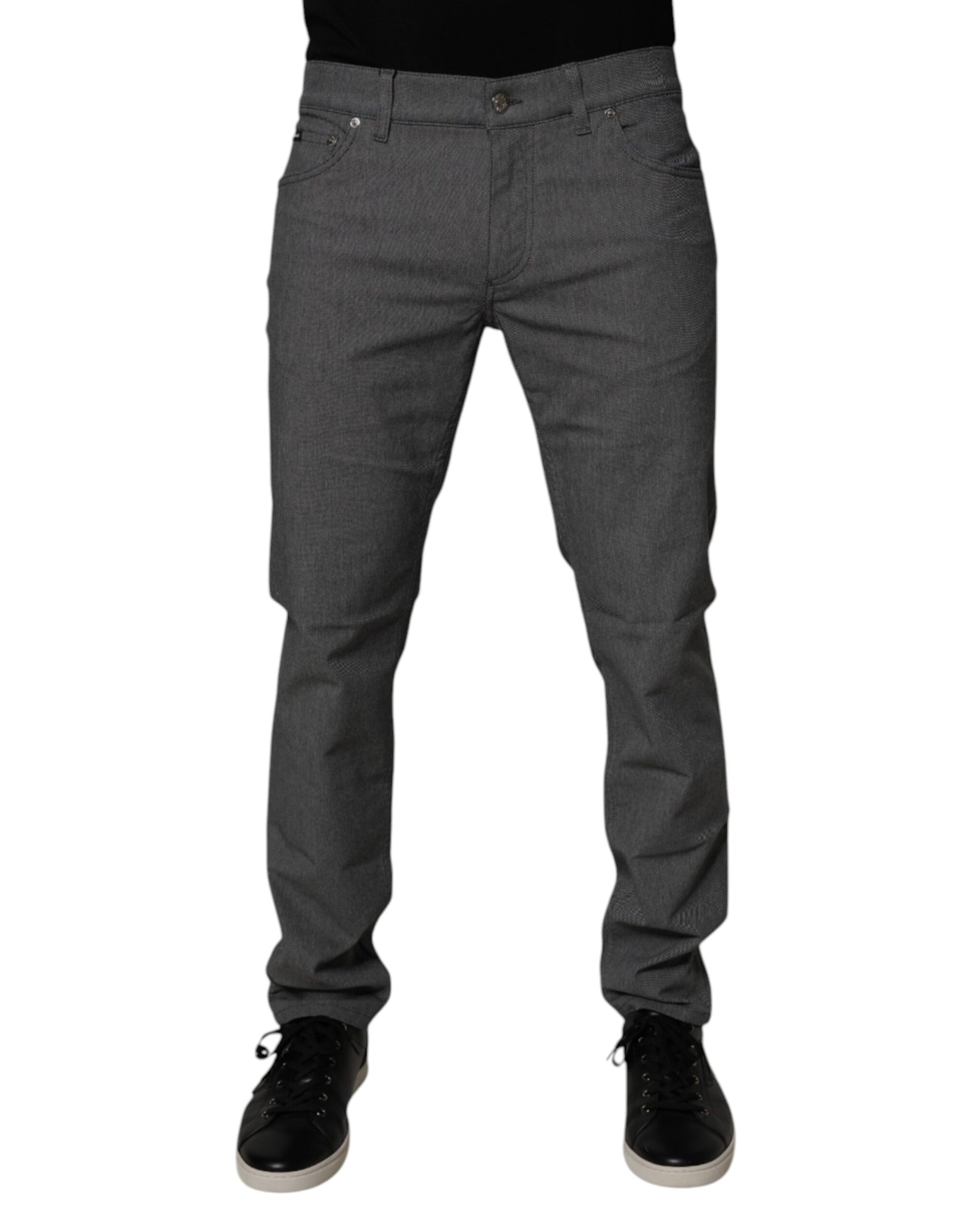 Jean slim en denim gris stretch en coton Dolce & Gabbana