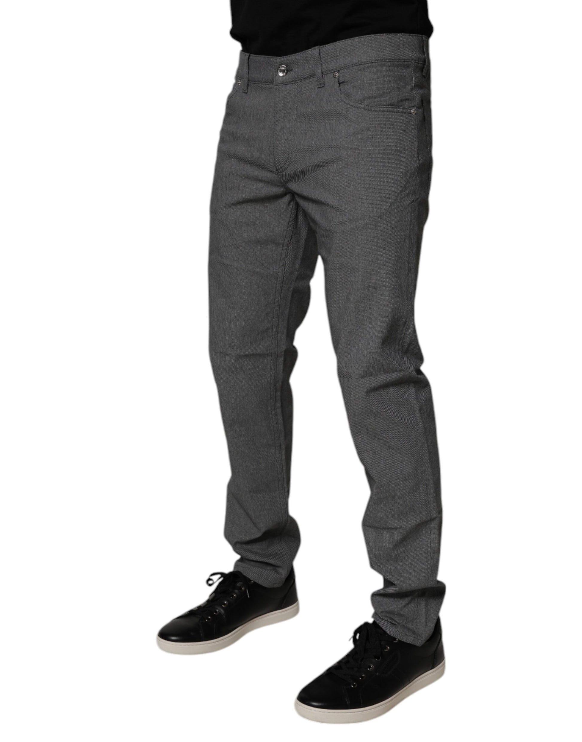 Jean slim en denim gris stretch en coton Dolce & Gabbana
