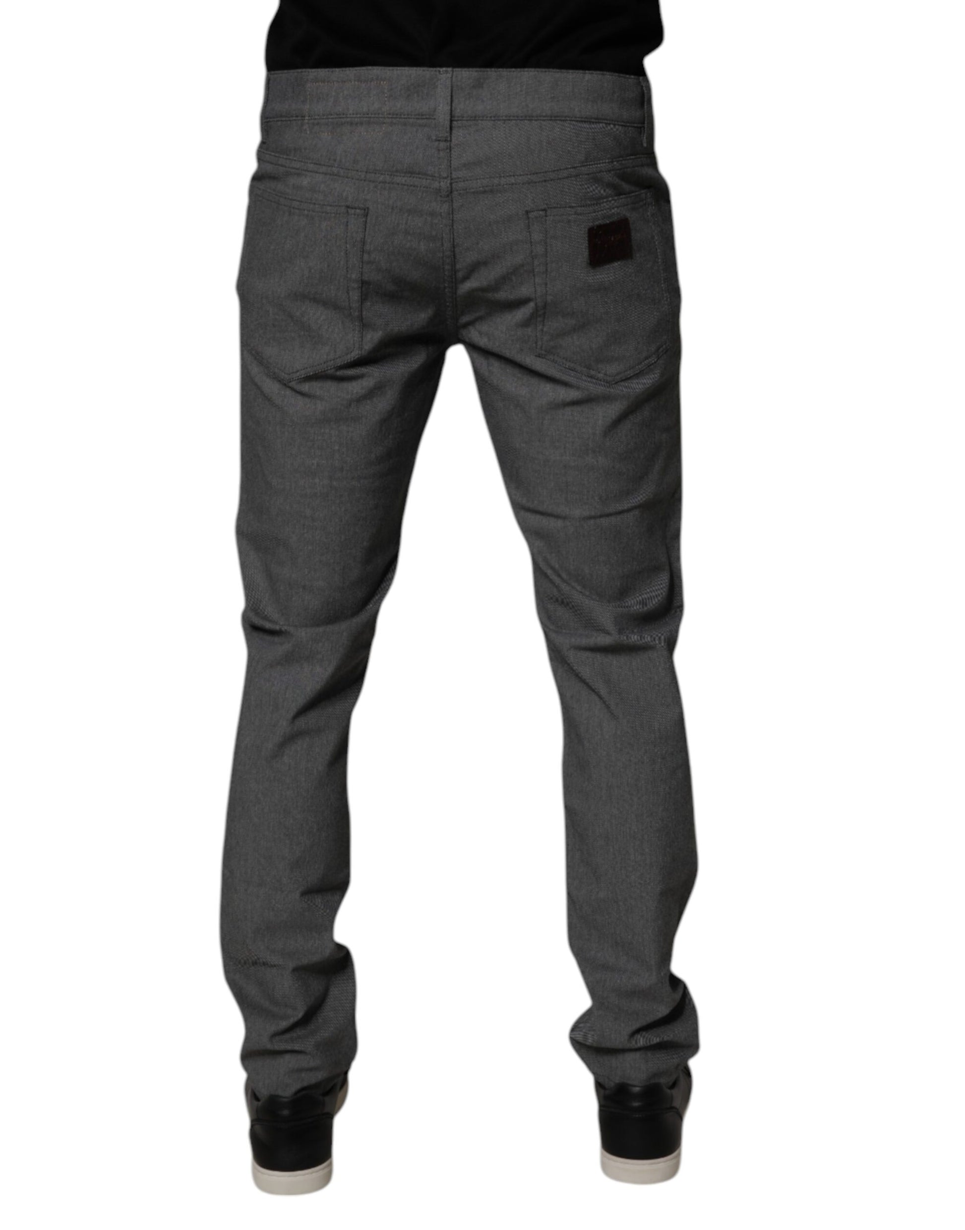 Jean slim en denim gris stretch en coton Dolce & Gabbana