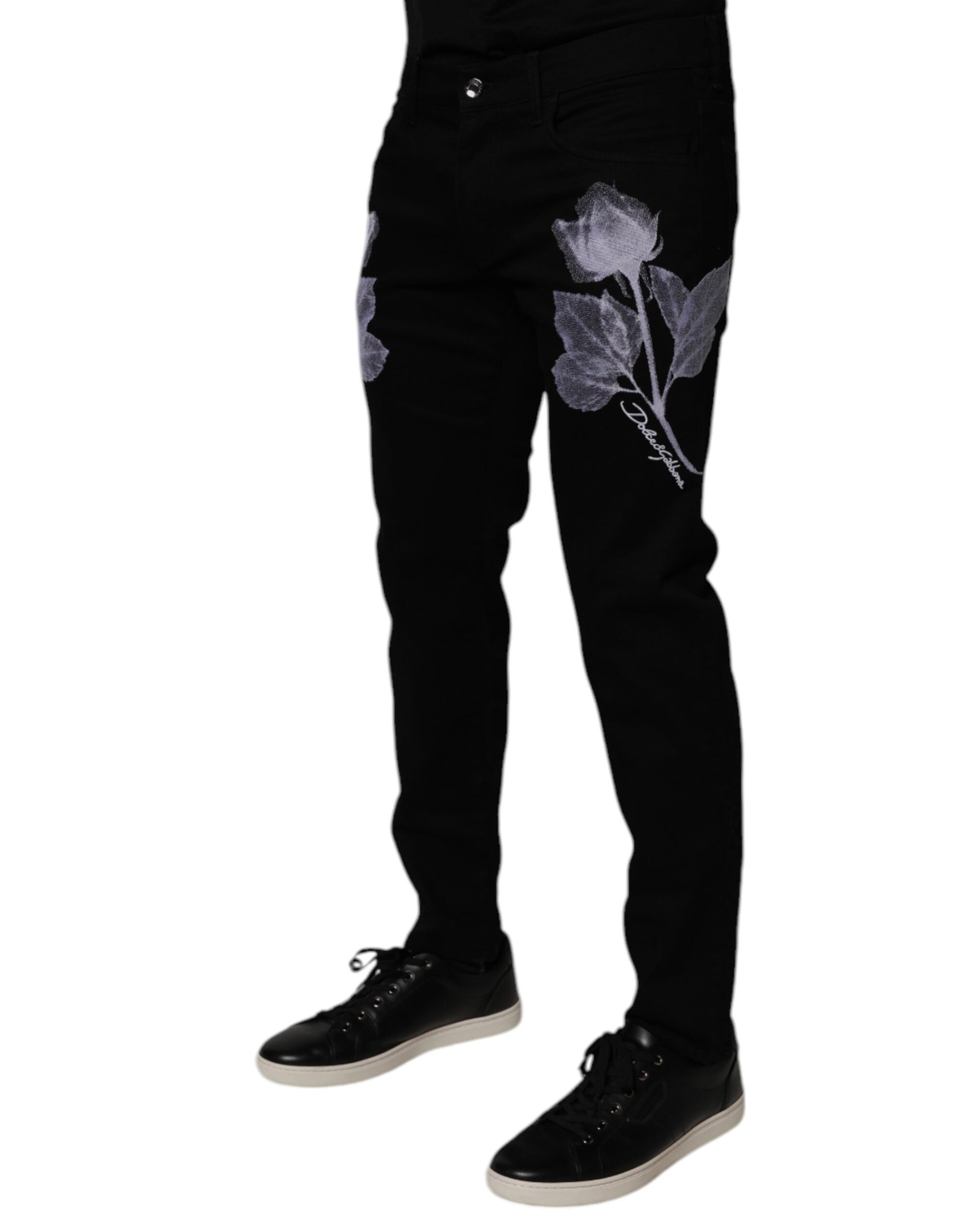 Dolce & Gabbana Black Skinny Jeans for Men detail view