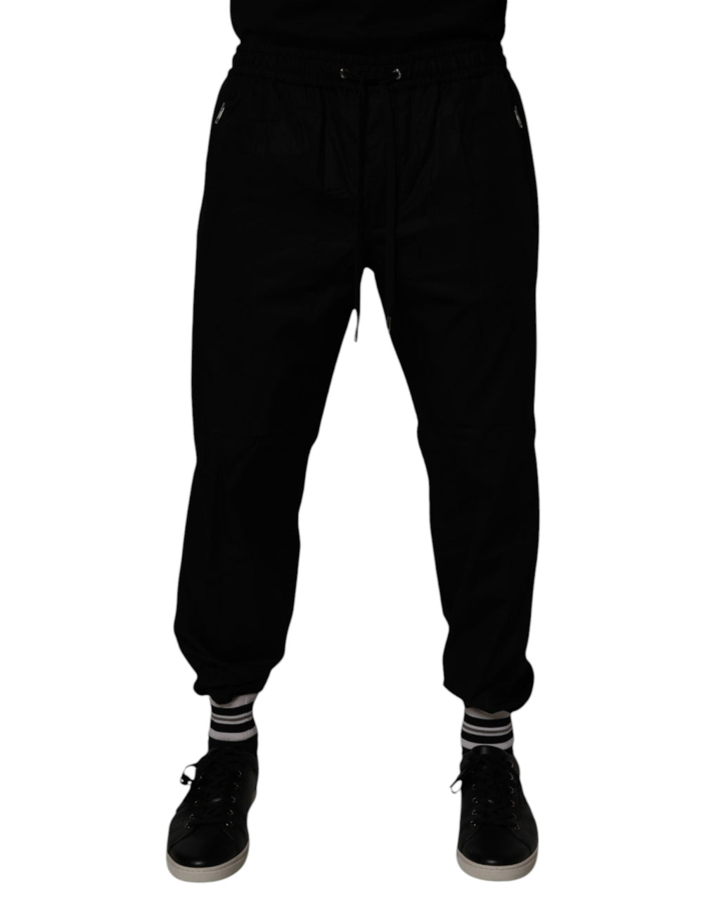 Pantalon de jogging en molleton de coton noir Dolce & Gabbana pour homme