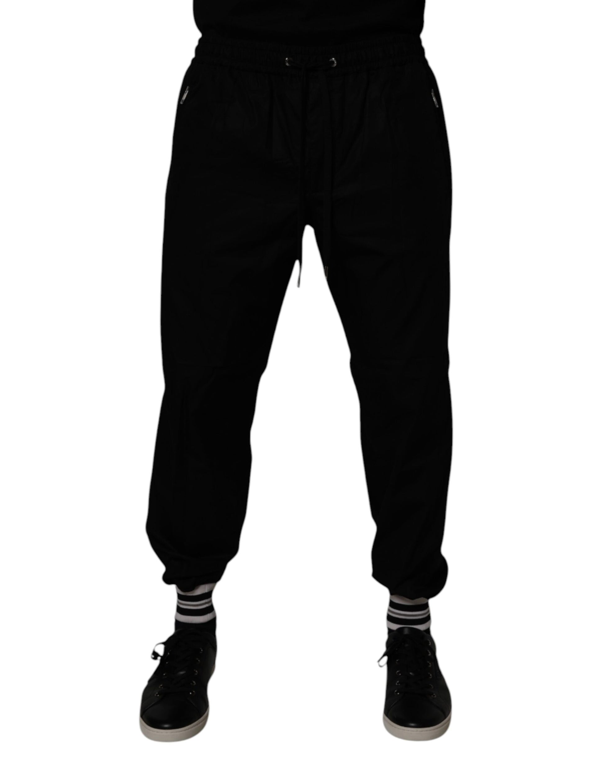 Pantalon de jogging en molleton de coton noir Dolce & Gabbana pour homme