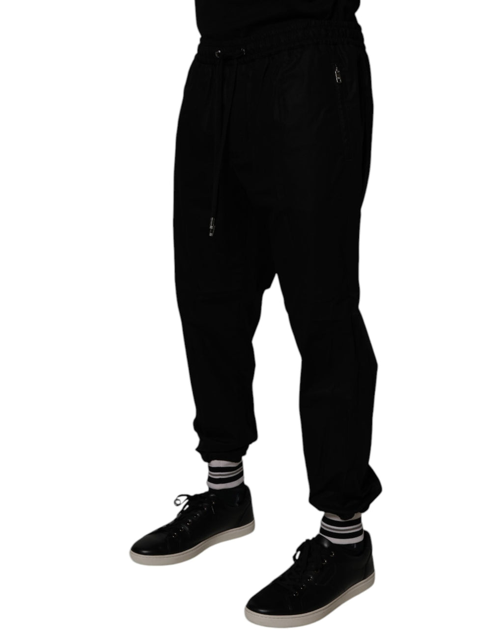 Pantalon de jogging en molleton de coton noir Dolce & Gabbana pour homme
