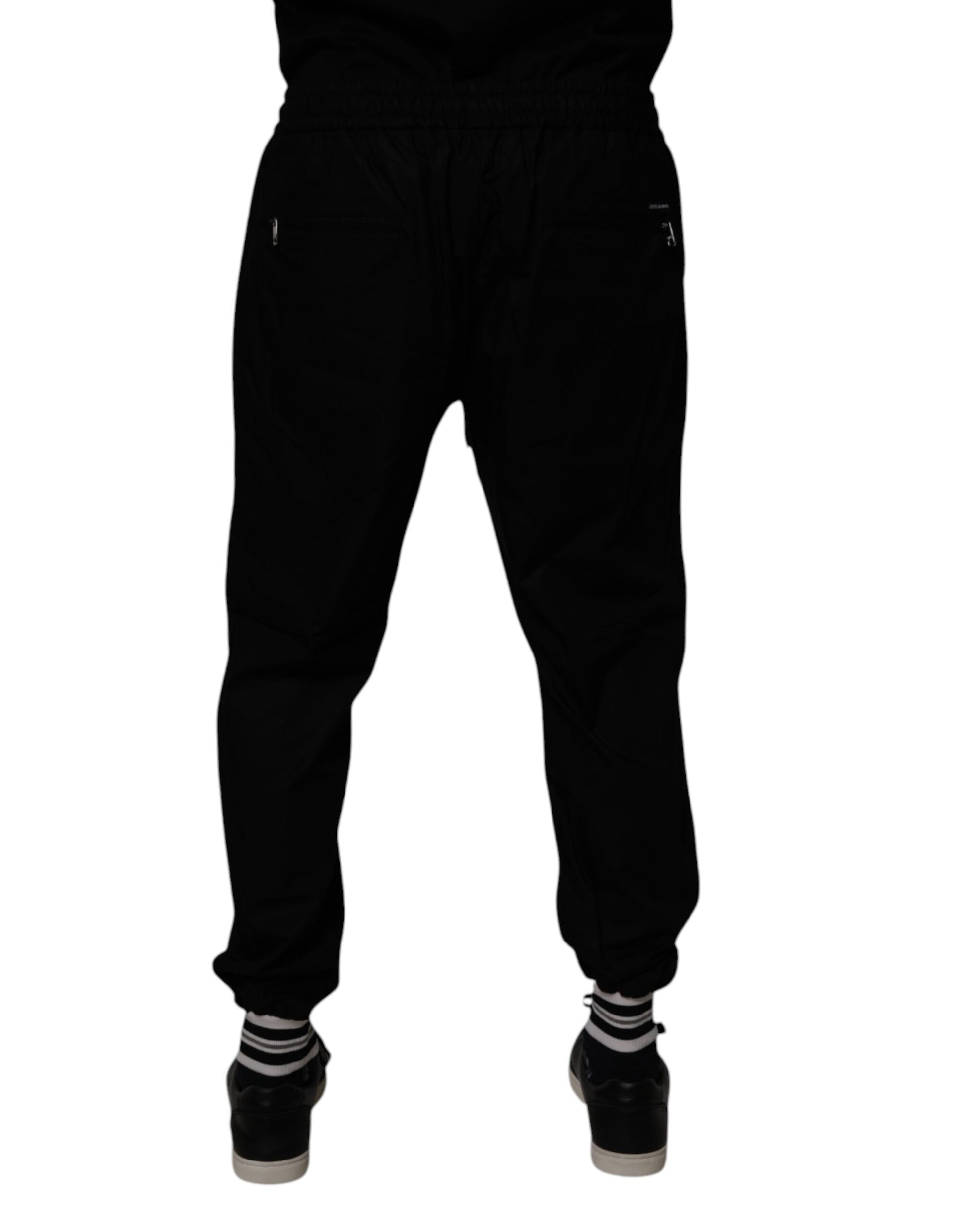 Pantalon de jogging en molleton de coton noir Dolce & Gabbana pour homme