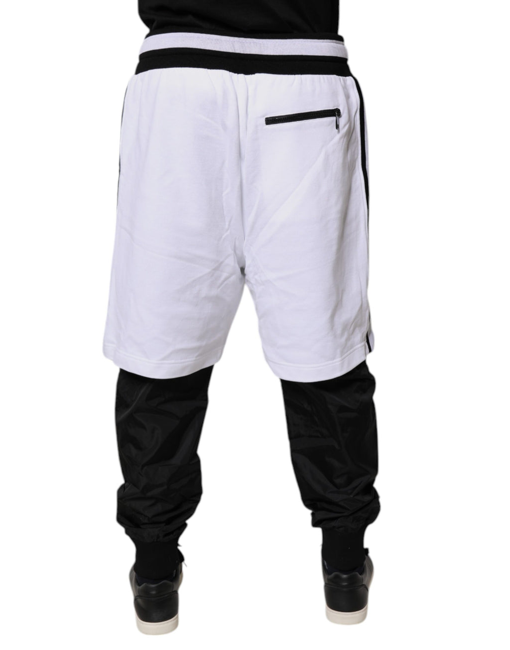 Pantalon de survêtement superposé en coton noir et blanc Dolce & Gabbana