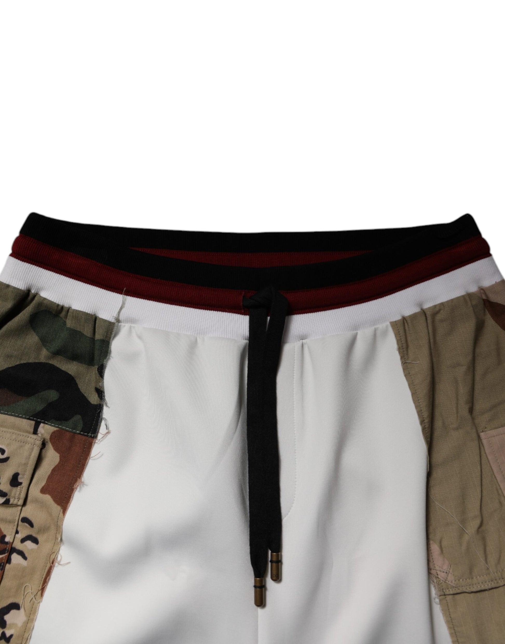 Dolce & Gabbana White Camouflage Patchwork Sweatpants Pants