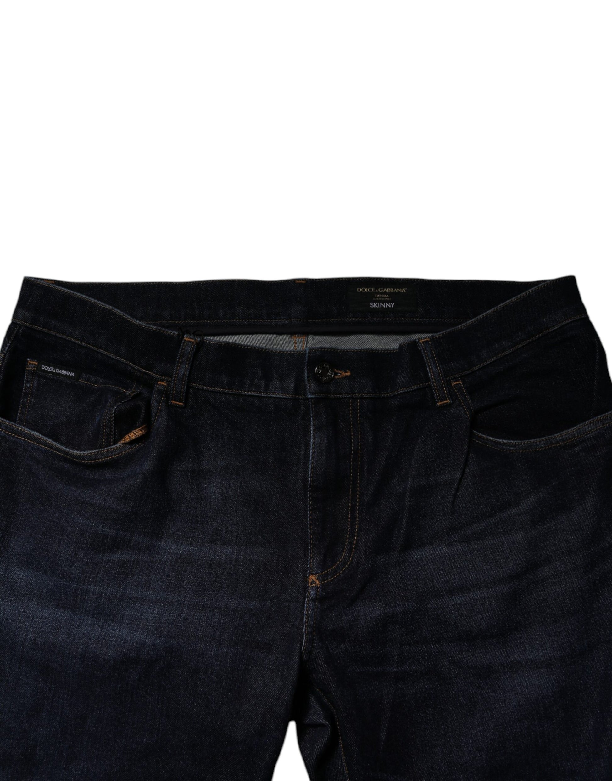 Dolce & Gabbana Dark Blue Cotton Stretch Skinny Denim Jeans
