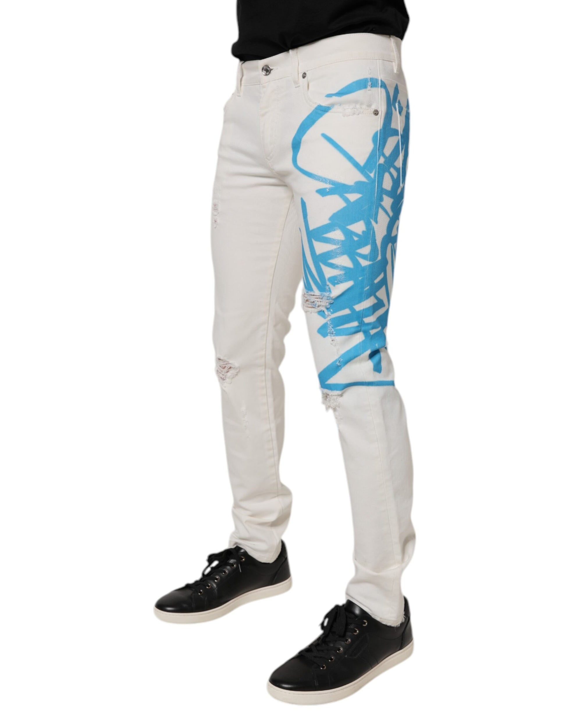 Dolce & Gabbana White Skinny Jeans for Men detail view