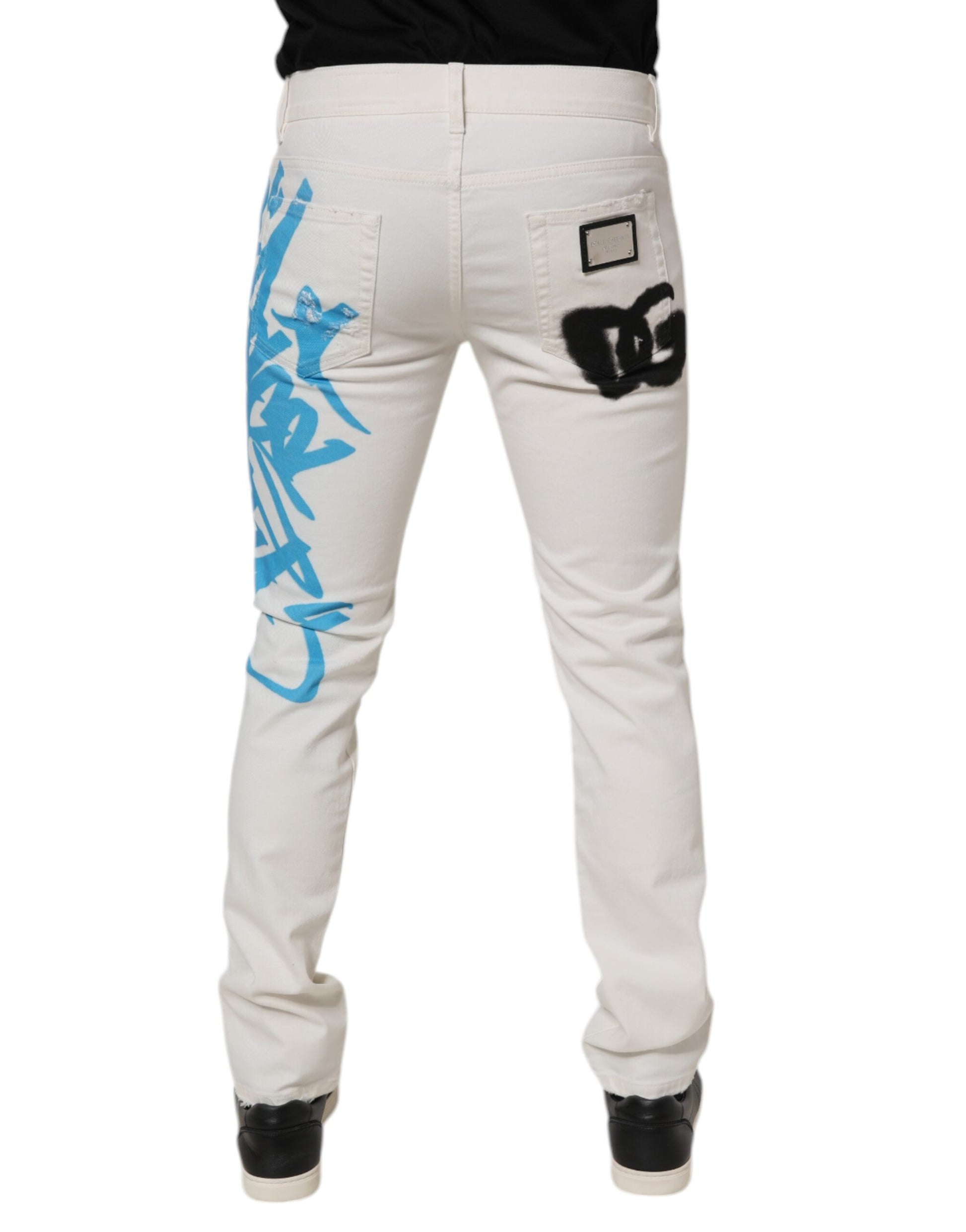 Dolce & Gabbana White Skinny Jeans for Men side view