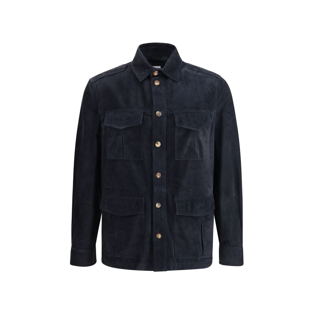 Brunello Cucinelli Blue Leather Jackets for Men