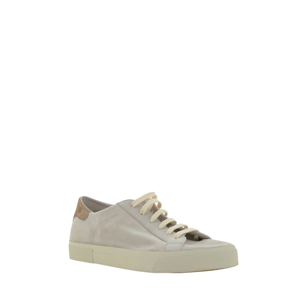 Baskets en cuir blanc cassé Brunello Cucinelli