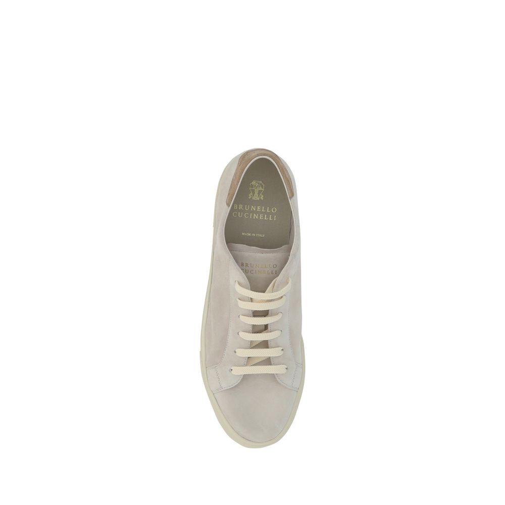 Baskets en cuir blanc cassé Brunello Cucinelli