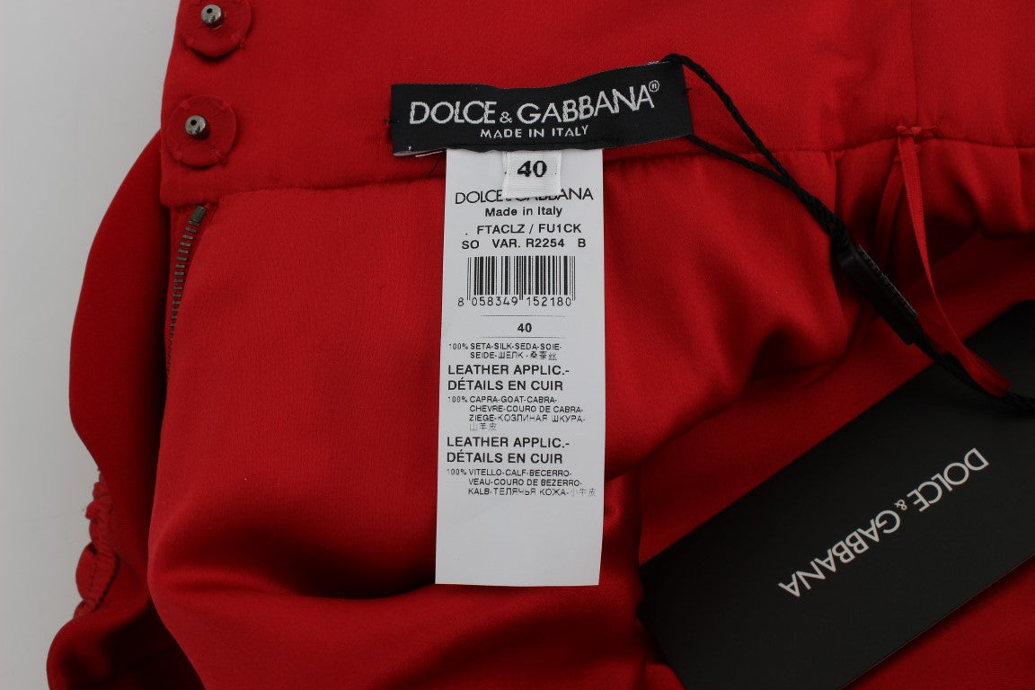 Shorts Sicily Dolce & Gabbana en soie rouge à imprimé roses