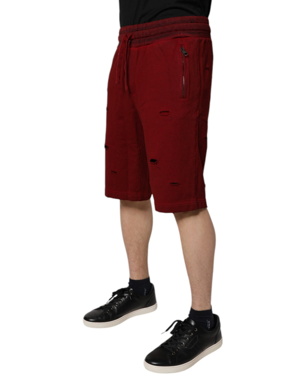 Shorts de sport bermuda en coton bordeaux Dolce & Gabbana pour homme