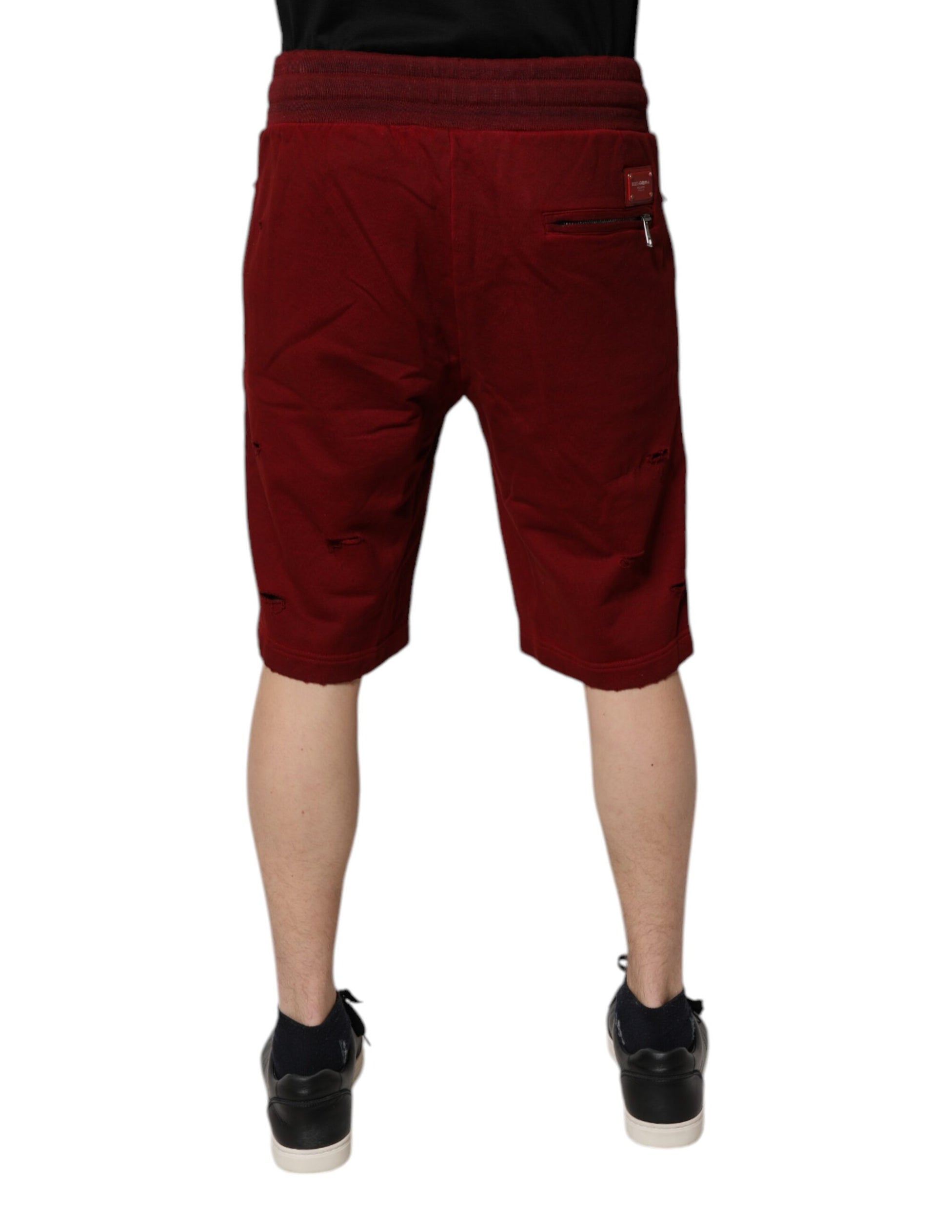 Shorts de sport bermuda en coton bordeaux Dolce & Gabbana pour homme