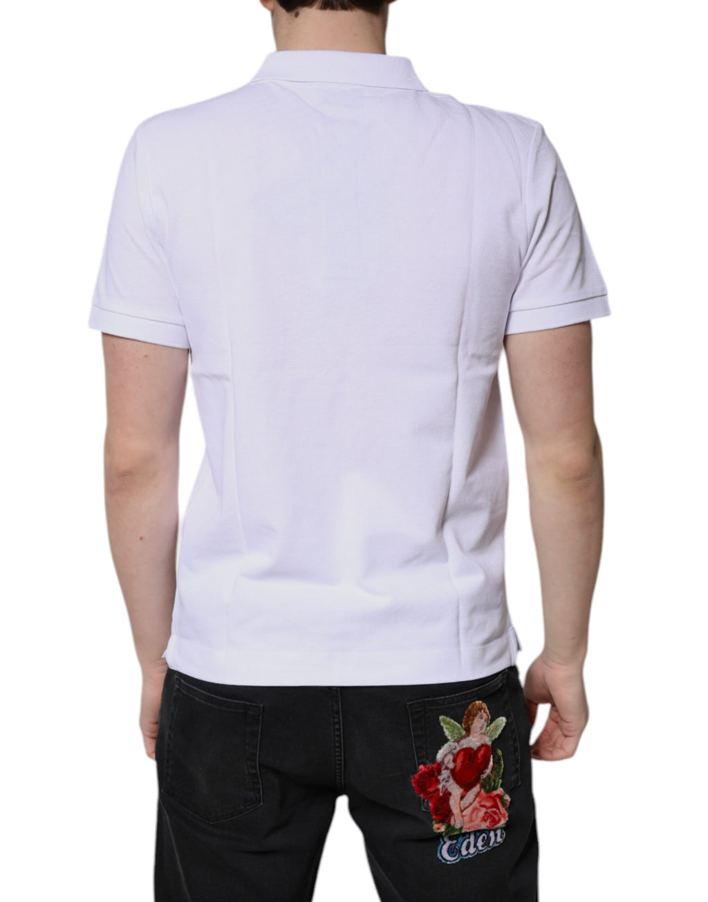 Dolce & Gabbana White Polo Shirt for Men side view