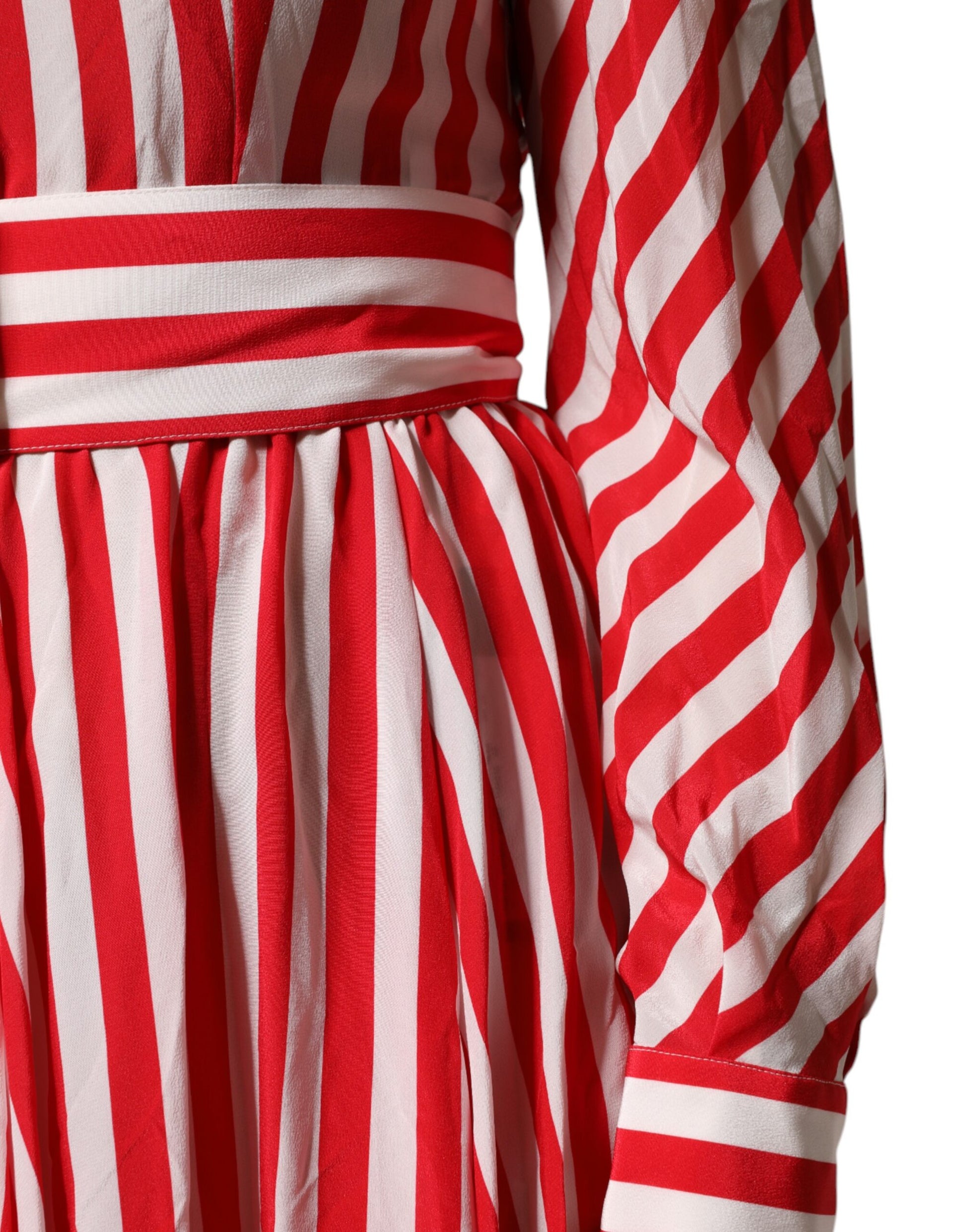 Robe midi Dolce & Gabbana à manches longues, rayée blanc et rouge