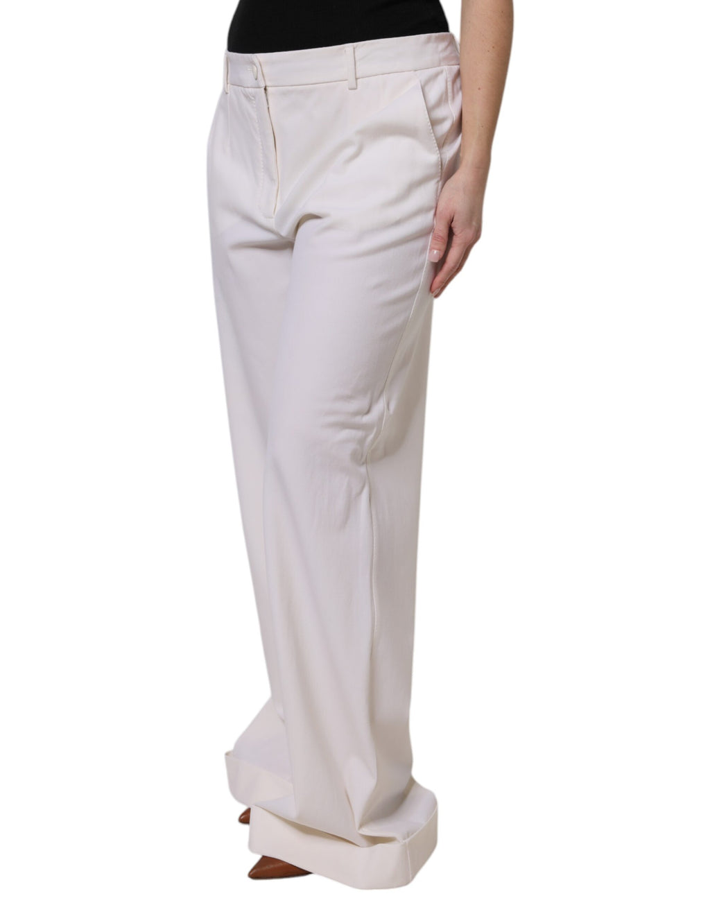 Dolce & Gabbana White Flared Pants for Women detail view