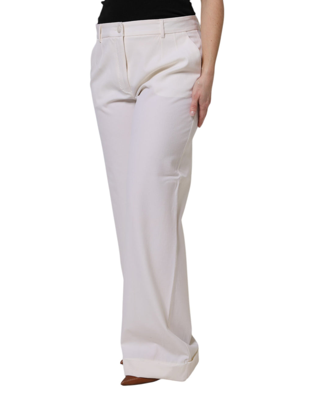 Dolce & Gabbana White Flared Pants for Women detail view