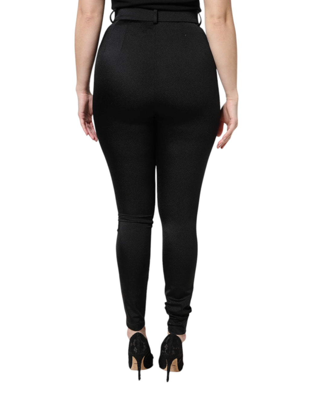 Pantalon Dolce & Gabbana noir en nylon, taille haute, coupe ajustée