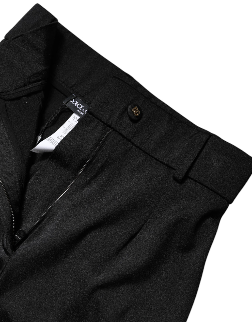 Pantalon Dolce & Gabbana noir en nylon, taille haute, coupe ajustée