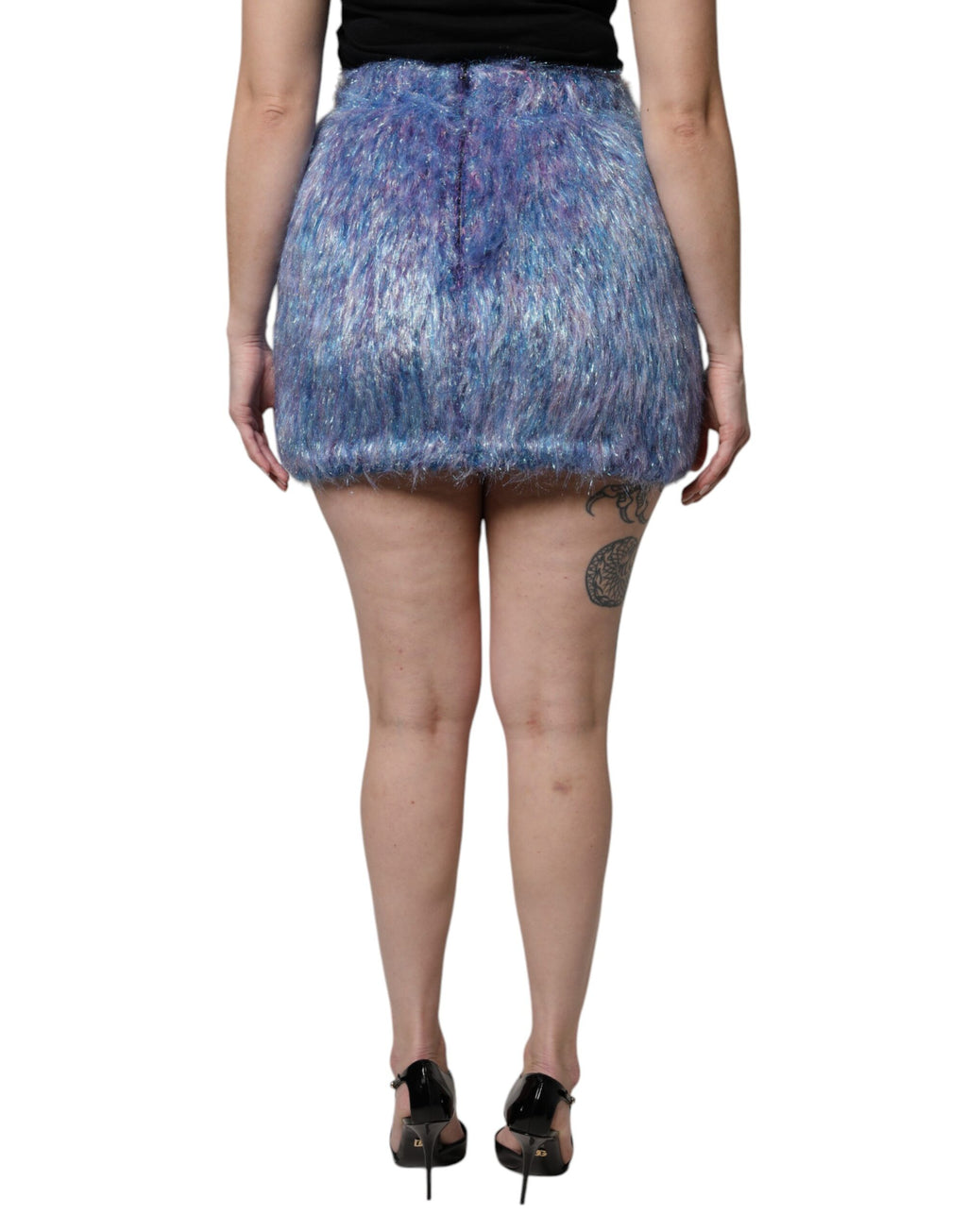 Mini-jupe taille haute Dolce & Gabbana en tissu peluche multicolore
