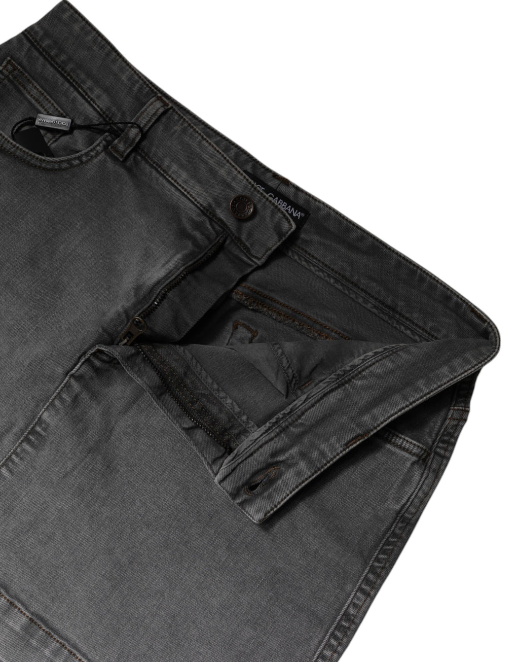Mini-jupe en jean Dolce & Gabbana en coton gris stretch taille mi-haute