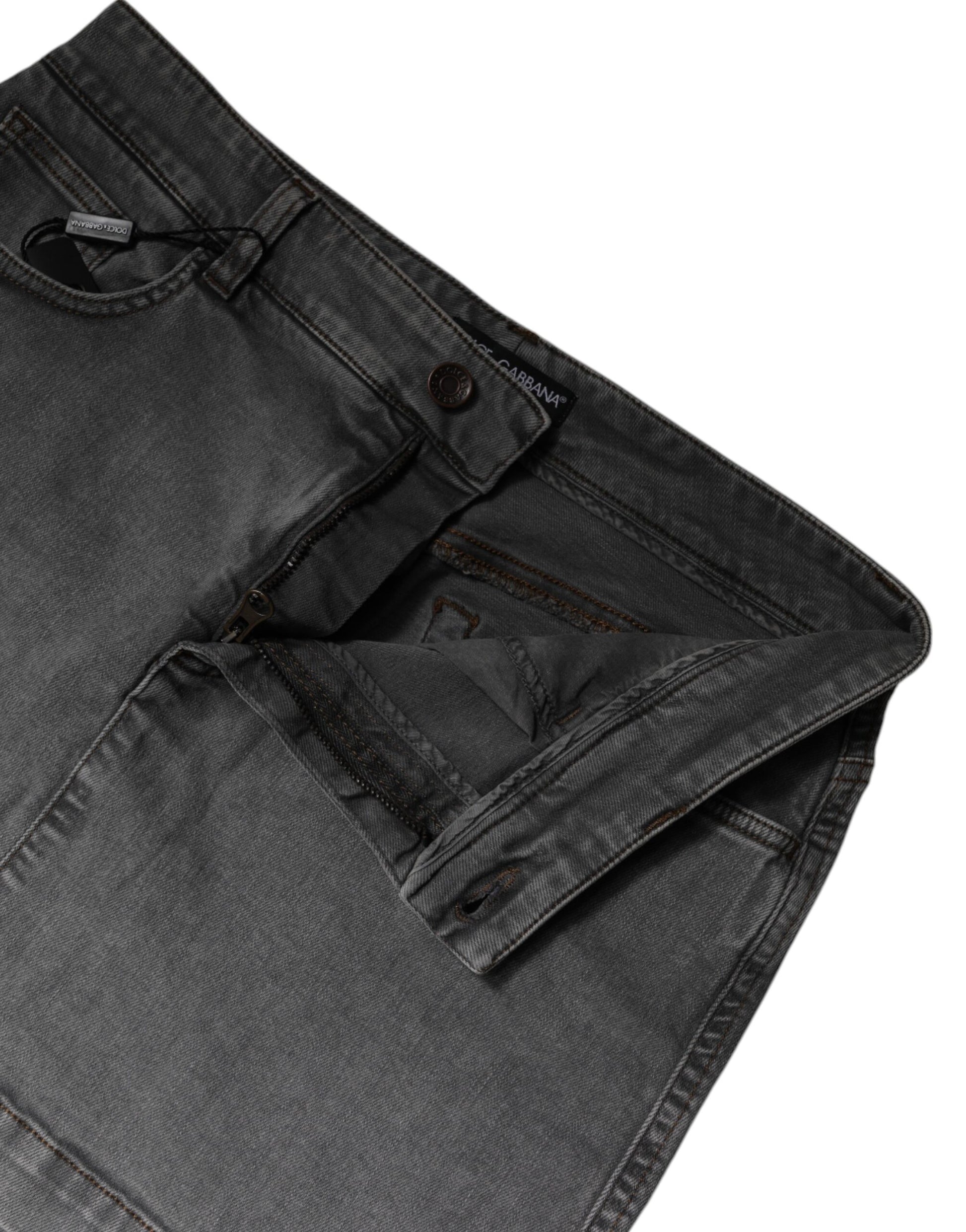 Mini-jupe en jean Dolce & Gabbana en coton gris stretch taille mi-haute