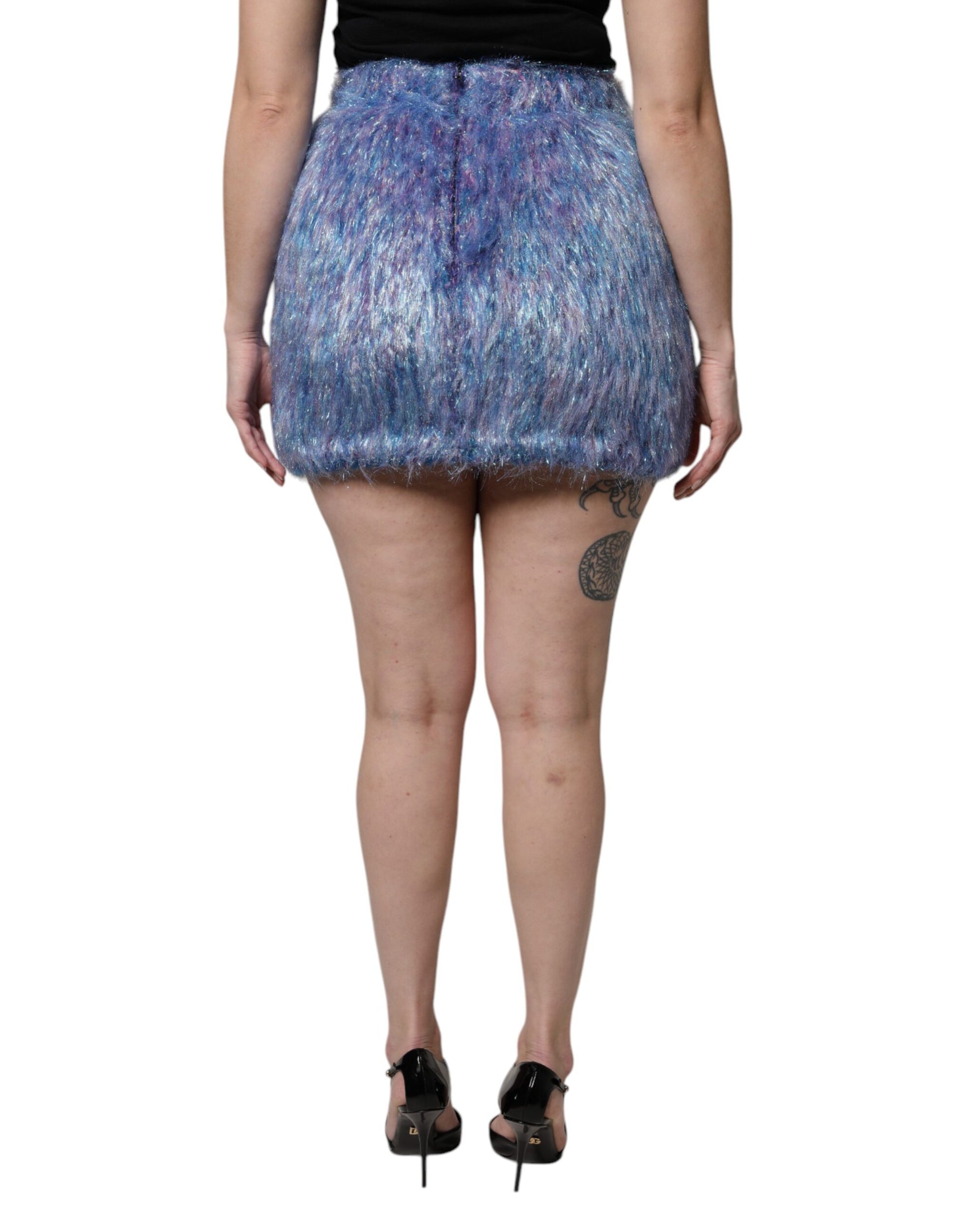 Mini-jupe taille haute en peluche multicolore Dolce & Gabbana