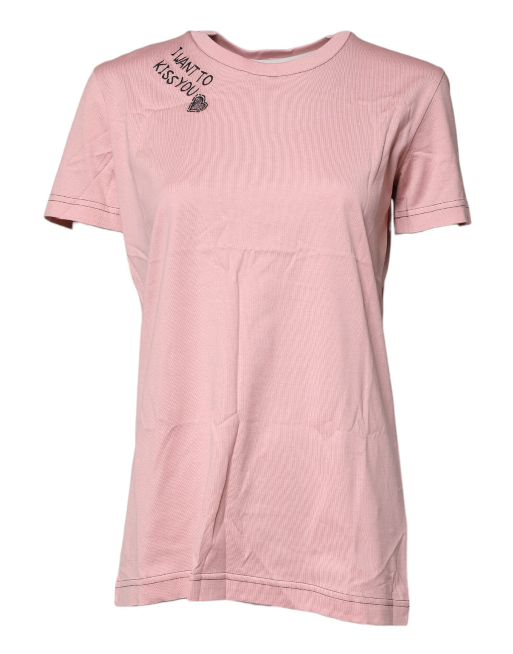 T-shirt en coton à col ras du cou et imprimé logo rose Dolce & Gabbana