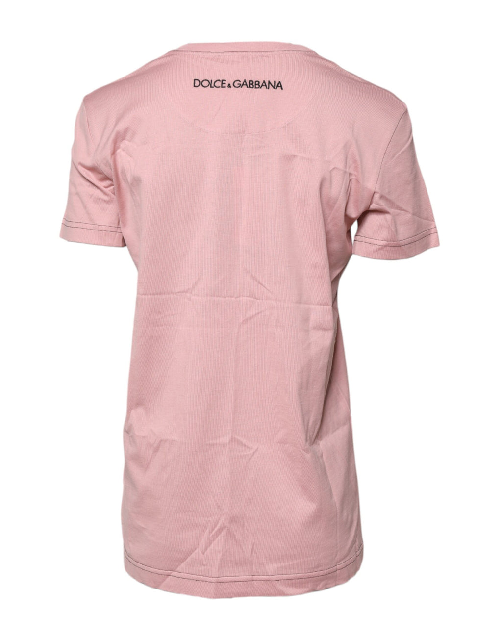 T-shirt en coton à col ras du cou et imprimé logo rose Dolce & Gabbana