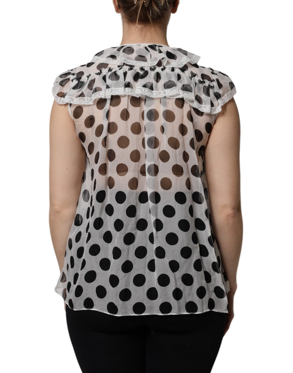 Top sans manches en coton à pois noirs et blancs Dolce & Gabbana