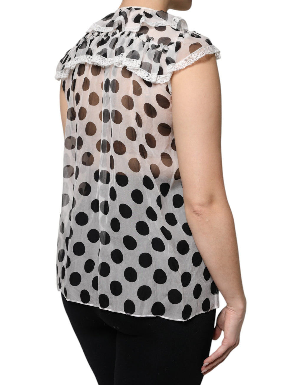 Top sans manches en coton à pois noirs et blancs Dolce & Gabbana