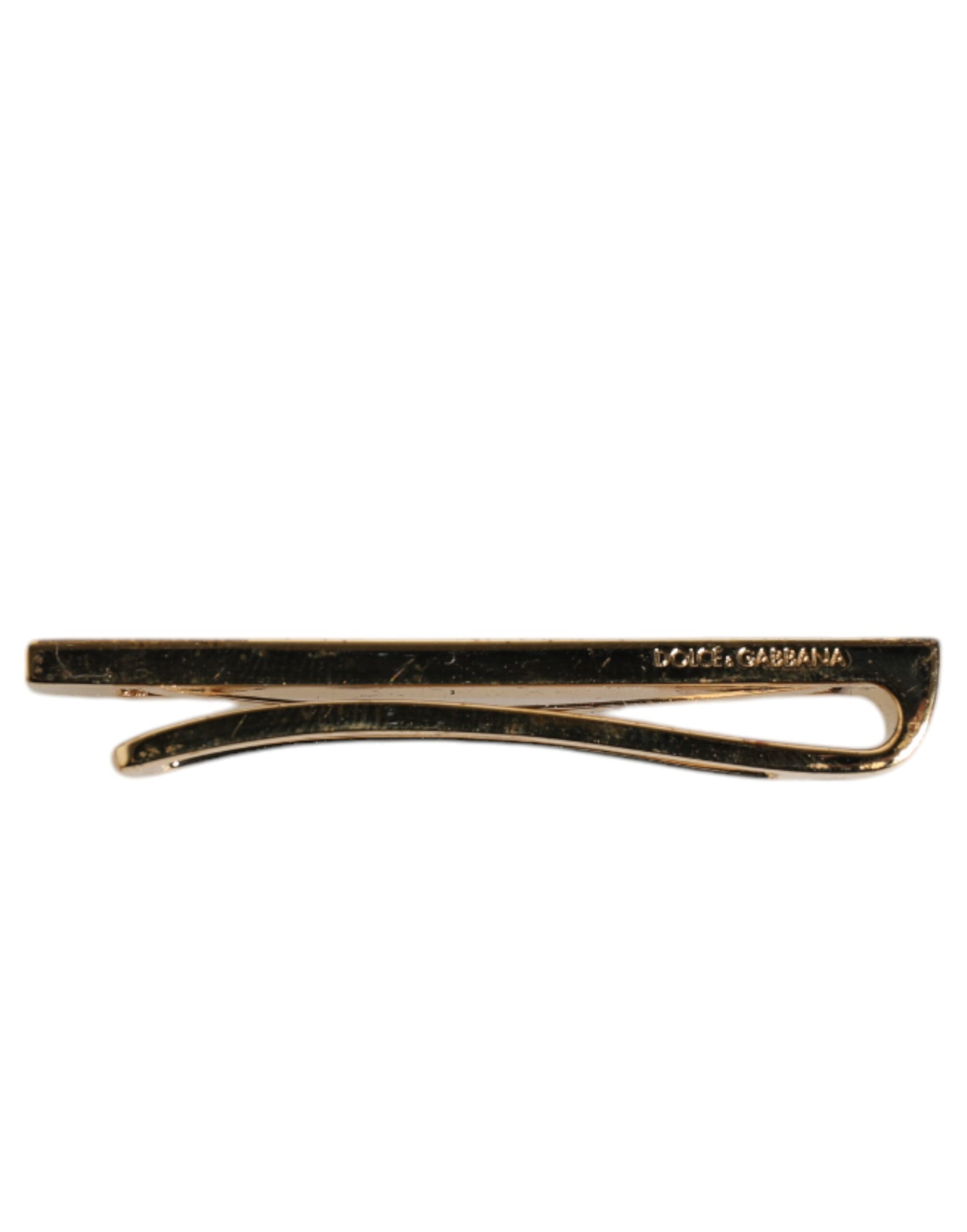 Dolce &amp; Gabbana Goldfarbene Krawattenklammer aus Messing mit Kristallen