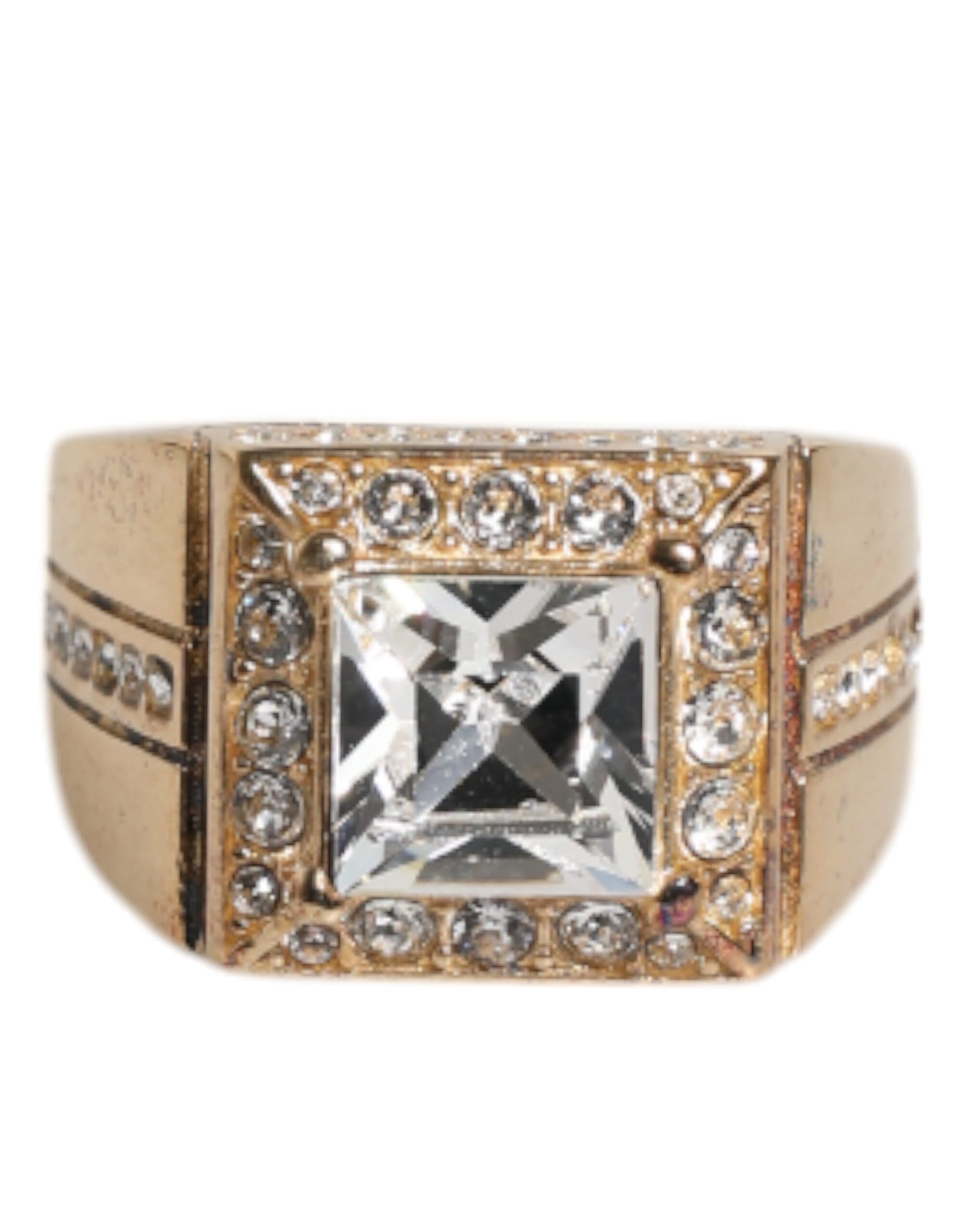Dolce & Gabbana Gold Tone Sterling Silver 925 Crystals Ring