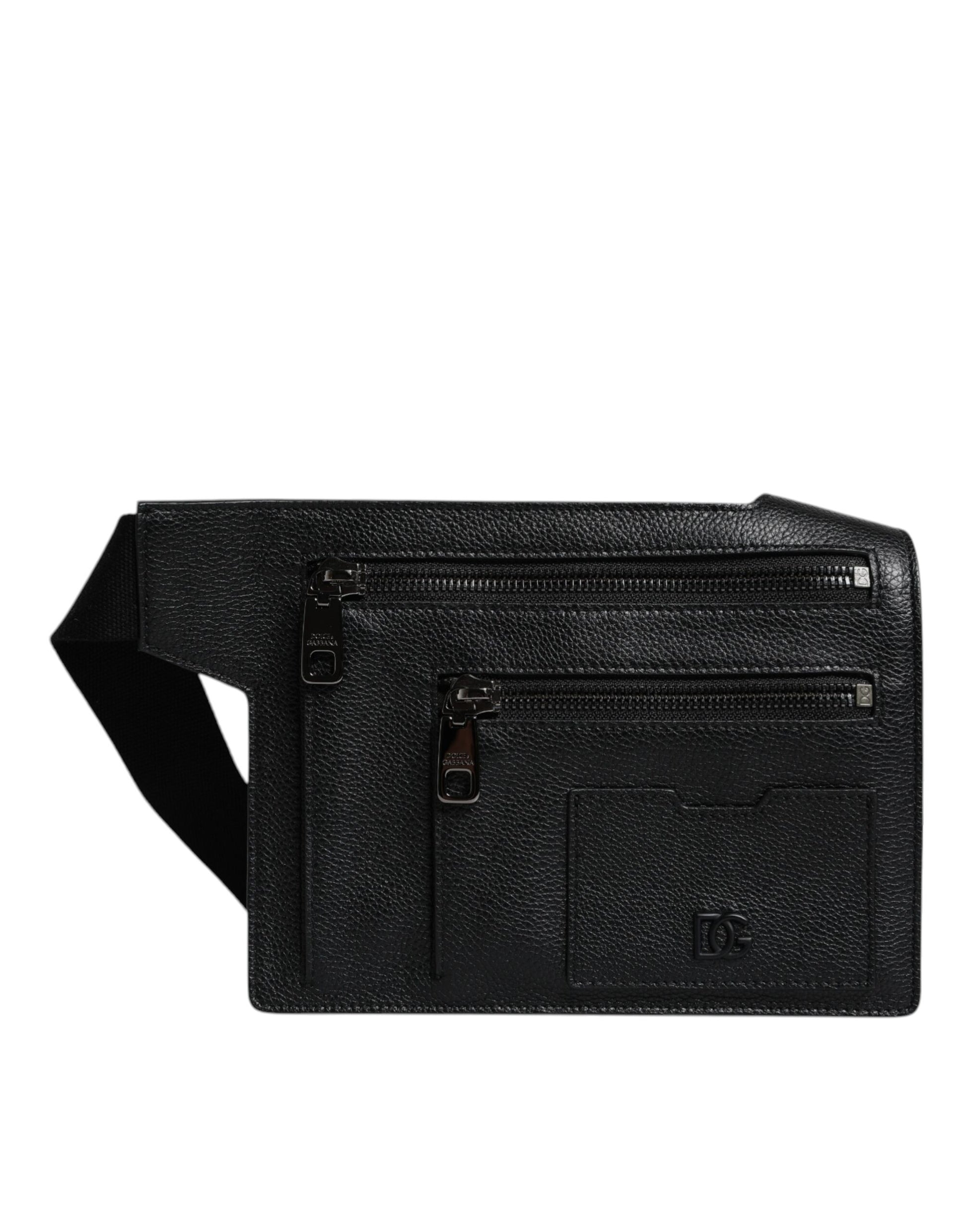 Dolce &amp; Gabbana – Messenger-Umhängetasche aus schwarzem Kalbsleder