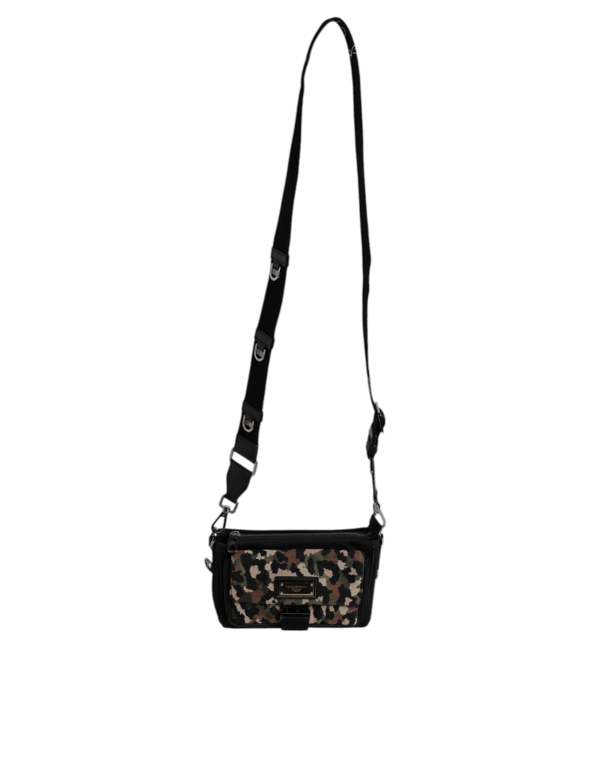 Dolce &amp; Gabbana – Mehrfarbige Umhängetasche aus Jacquard mit Leopardenmuster