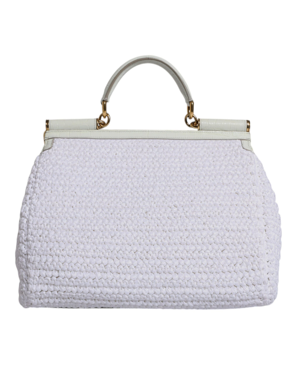 Sac bandoulière Dolce & Gabbana en raphia blanc et cuir avec poignée supérieure