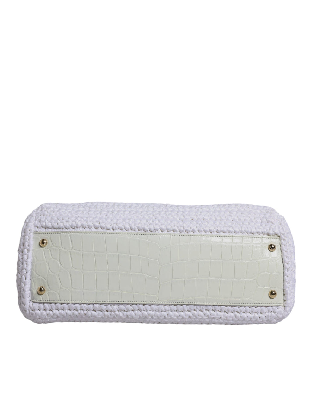 Sac bandoulière Dolce & Gabbana en raphia blanc et cuir avec poignée supérieure